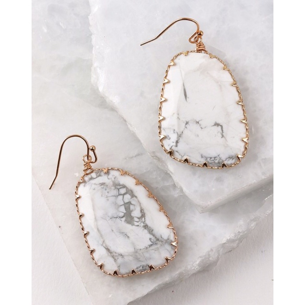 All Eyes On Me Stone Drop Earrings, Howlite White - Picture 1 of 1